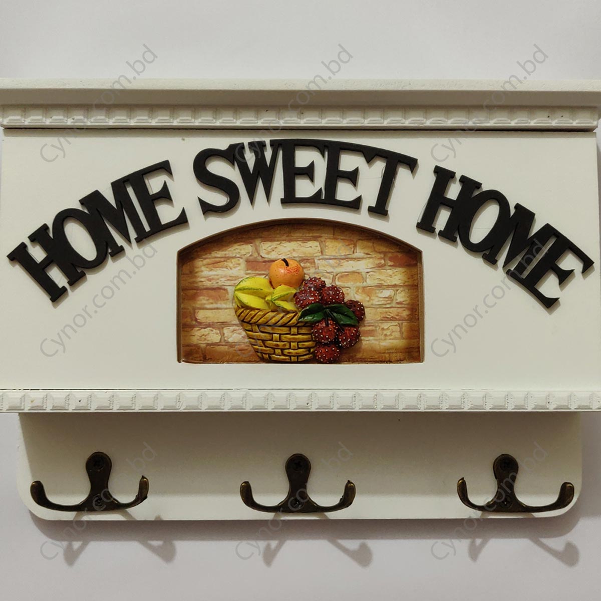 Home Sweet Home White Color Wooden Key Holder – Cynor