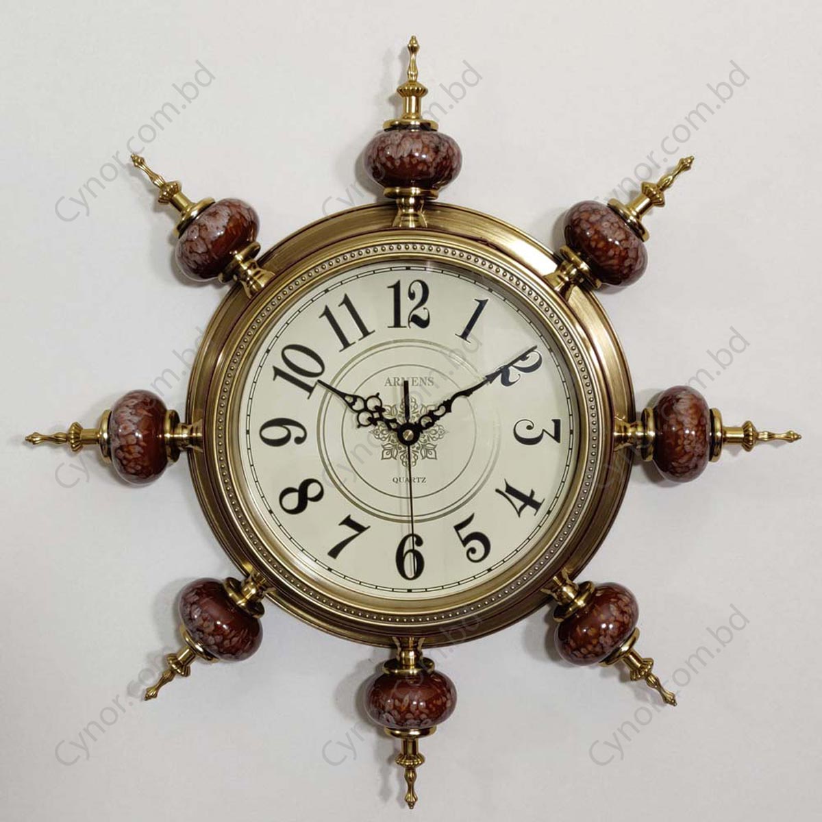 Fully Heavy Metal Body With Solid Stone Design Antique Wall Clock Cynor