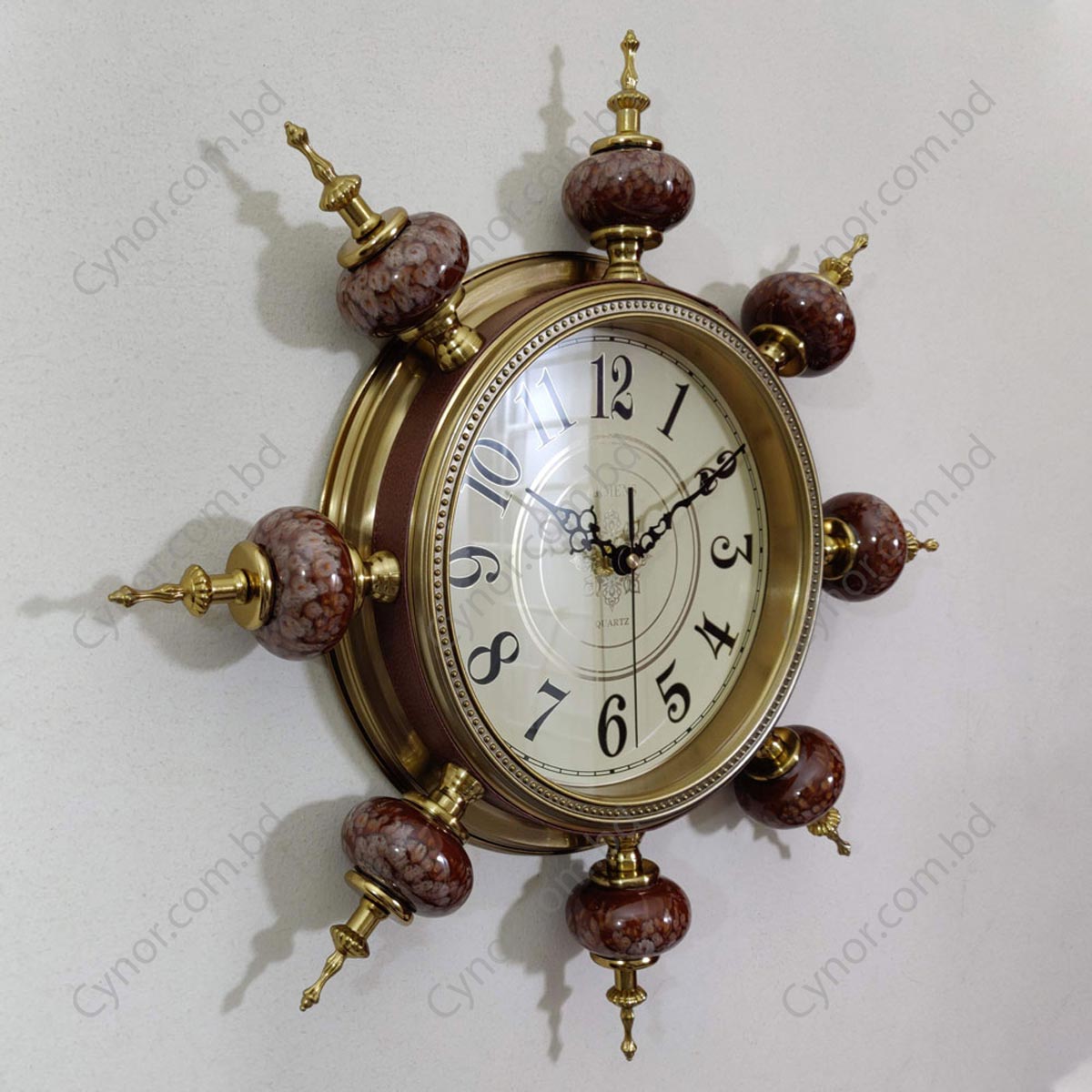 Fully Heavy Metal Body With Solid Stone Design Antique Wall Clock Cynor