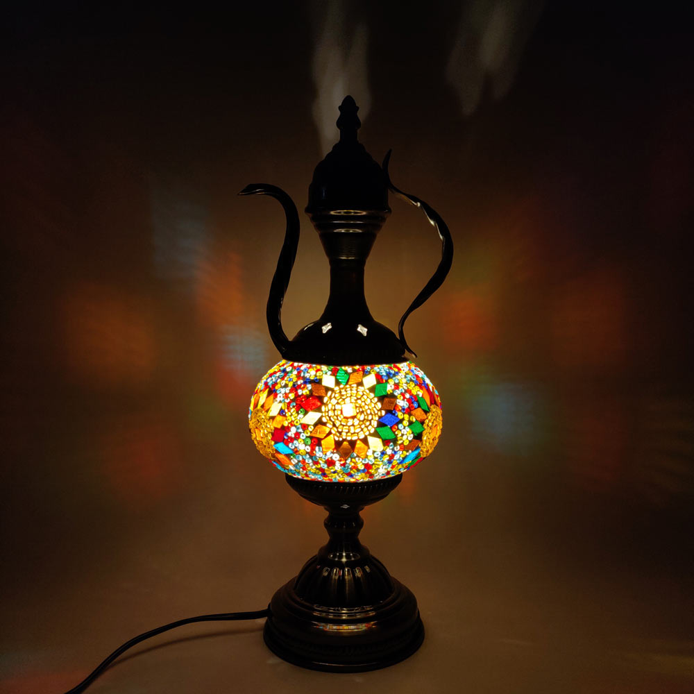 MultiColor Glass Design Mosaic Turkish Jug Style Table Lamp Cynor