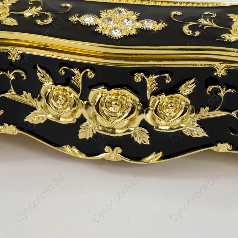 French Roses Tissue Box Cover Black